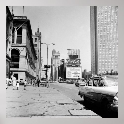 Chicago Michigan Avenue 1963 Vintage Photograph  Poster