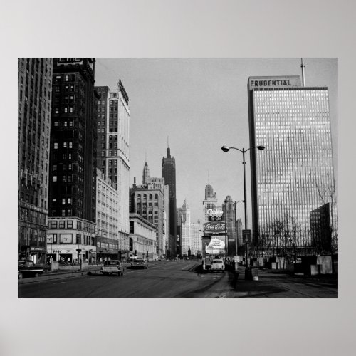 Chicago Michigan Avenue 1964 Vintage Photograph  Poster