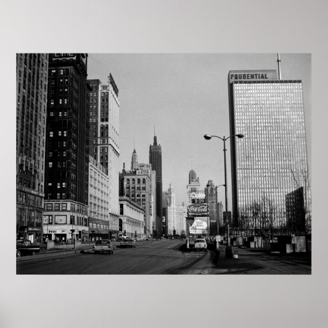 Chicago Michigan Avenue 1964 Vintage Photograph  Poster (Front)
