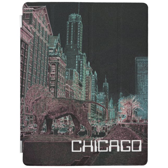 CHICAGO MICHIGAN AVENUE @ ART MUSEUM 1967 NEON iPad SMART COVER (Front)