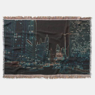 Chicago Michigan Avenue @ Night 1967 Neon Colorful Throw Blanket
