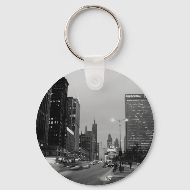 Chicago Michigan Avenue @ Night March 6, 1967 Keychain (Front)