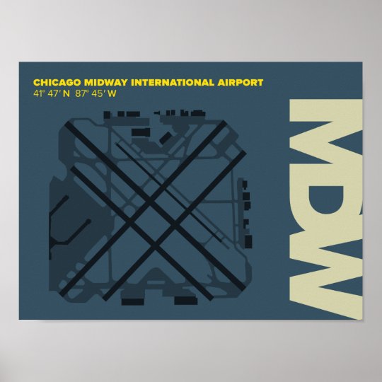 Chicago Midway Airport  Mdw  Diagram Poster