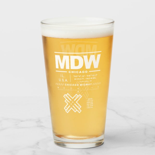 Chicago Midway International Airport MDW Glass (Front Filled)