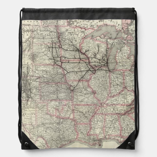 Chicago Milwaukee and St Paul Ry and connections Drawstring Bag (Front)
