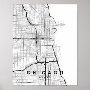 Chicago Minimalist Map (Black & White) Poster