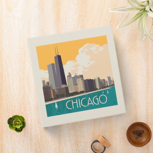 Chicago | Modern Skyline 3 Ring Binder (In Situ)