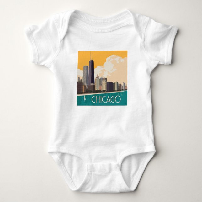 Chicago | Modern Skyline Baby Bodysuit (Front)