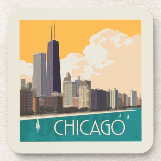 Chicago | Modern Skyline Beverage Coaster (Front)
