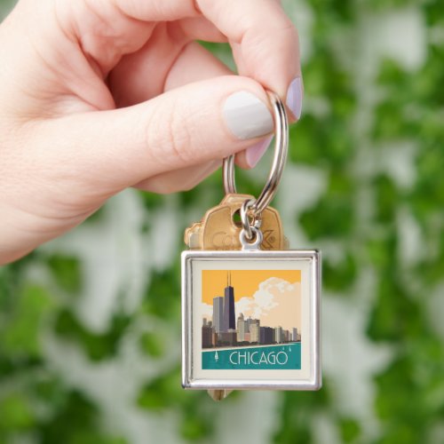 Chicago  Modern Skyline Keychain