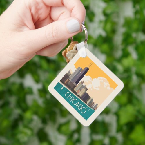 Chicago  Modern Skyline Keychain