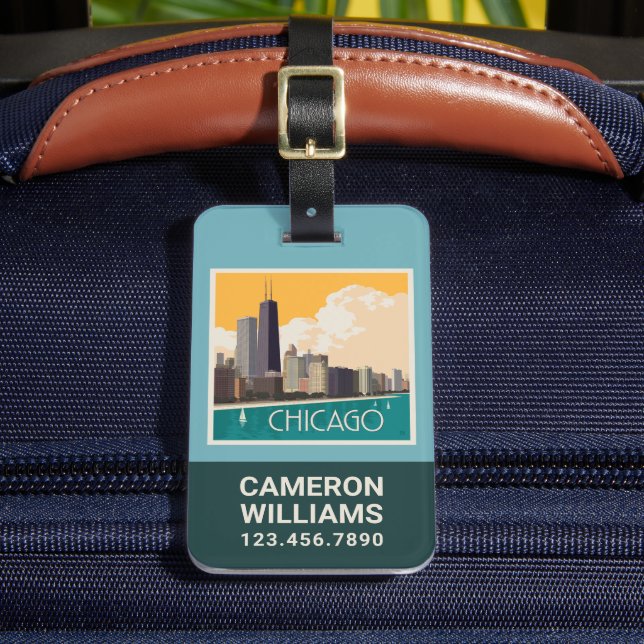 Chicago | Modern Skyline Luggage Tag (Front Insitu 2)