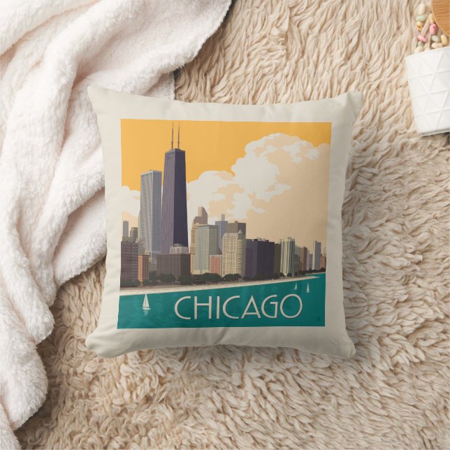 Chicago | Modern Skyline Throw Pillow (Blanket)