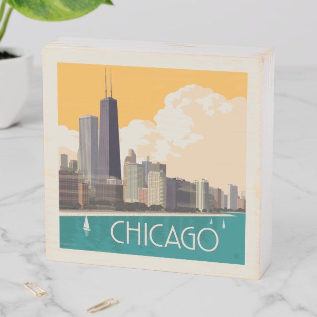 Chicago | Modern Skyline Wooden Box Sign (In Situ Horizontal)