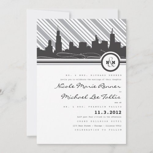 Chicago Monogram Wedding Invitation
