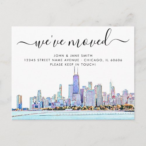 Chicago Moving Announcement Postcard