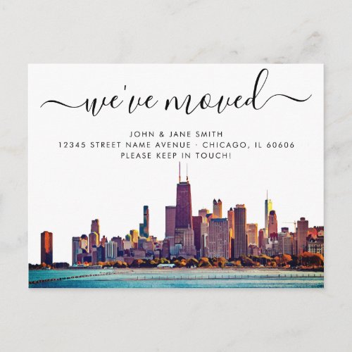 Chicago Moving Announcement Postcard