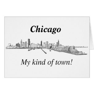 Chicago My Kind of Town! skyline line art Cards