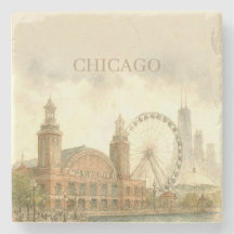 Chicago Navy Pier Custom Watercolor Landmark