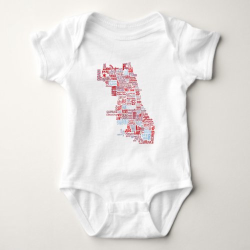 Chicago Neighborhood Map Baby Bodysuit