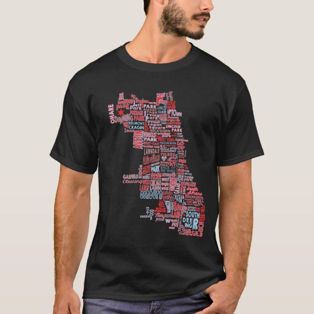 Chicago Neighborhood Map T-Shirt (Front)