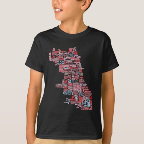 Chicago Neighborhood Map T_Shirt