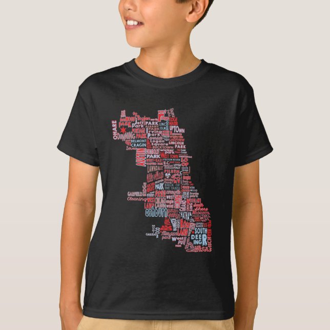 Chicago Neighborhood Map T-Shirt (Front)
