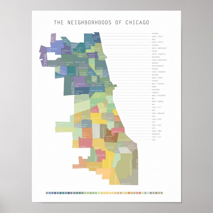 Chicago Neighborhoods Map Poster | Zazzle