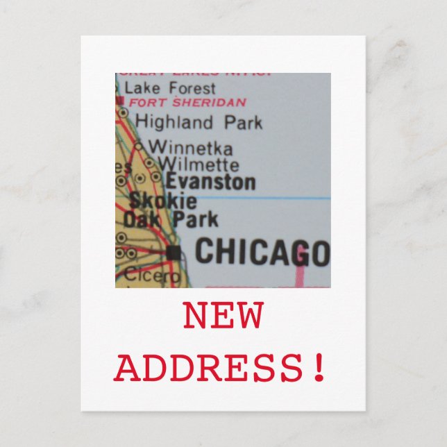 Chicago New Address announcement Postcard (Front)