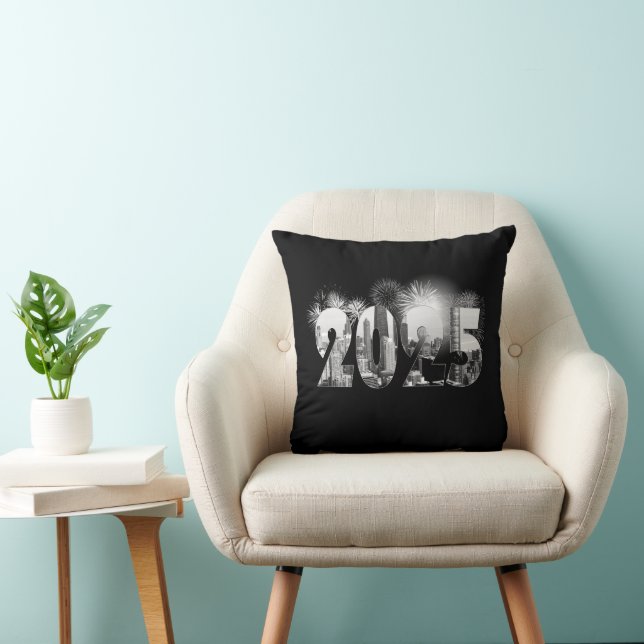 Chicago New Year 2025  Throw Pillow (Chair)