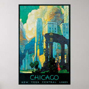 1920s Lower Manhattan NY Central System Vintage Style Travel Poster 24x36 