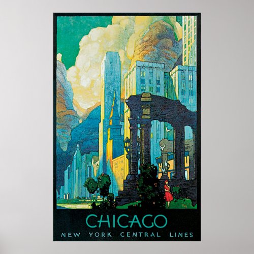 Chicago New York Central Lines Travel Poster