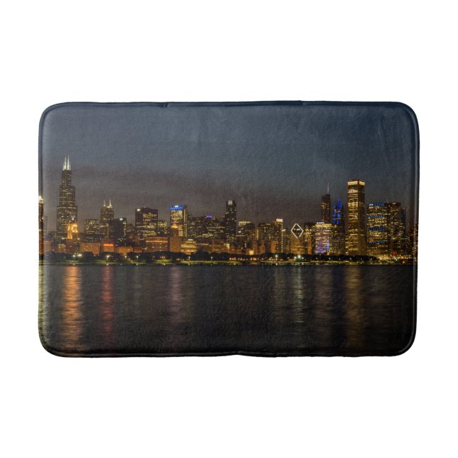 Chicago Night Cityscape Bathroom Mat (Front)