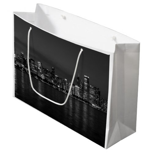 Chicago Night Cityscape Grayscale Large Gift Bag