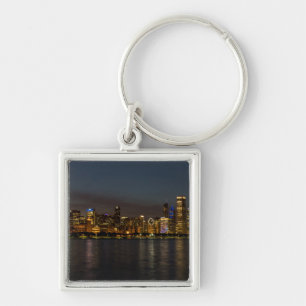 Chicago Night Cityscape Keychain