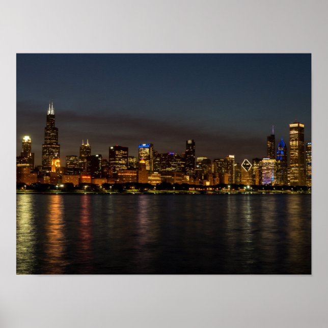 Chicago Night Cityscape Poster (Front)