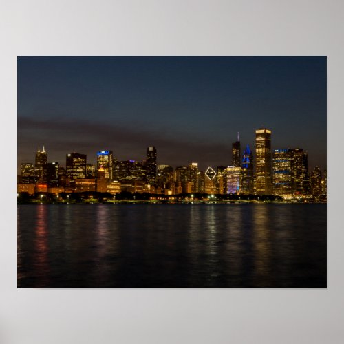 Chicago Night Cityscape Poster