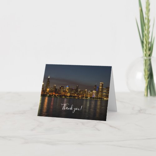 Chicago Night Cityscape Thank You Card
