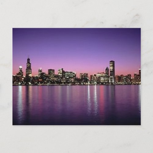 Chicago Nitetime Skyline Postcard