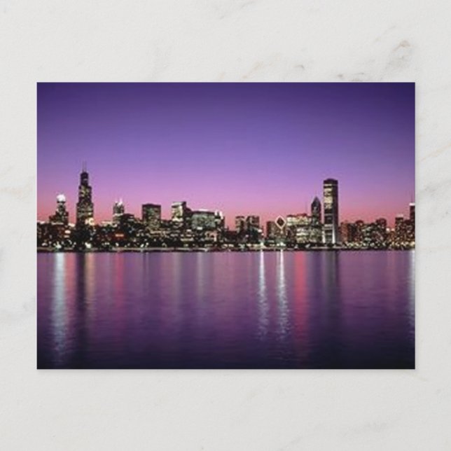 Chicago Nitetime Skyline Postcard (Front)