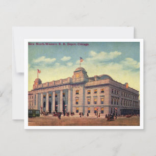 Chicago North Western Rail Road Depot 1910s View Postcard