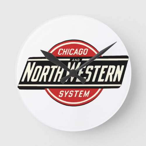 Chicago  Northwestern Railroad Logo 1 Round Clock