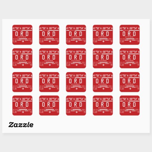 Chicago O'Hara International Airport Code ORD Square Sticker Zazzle