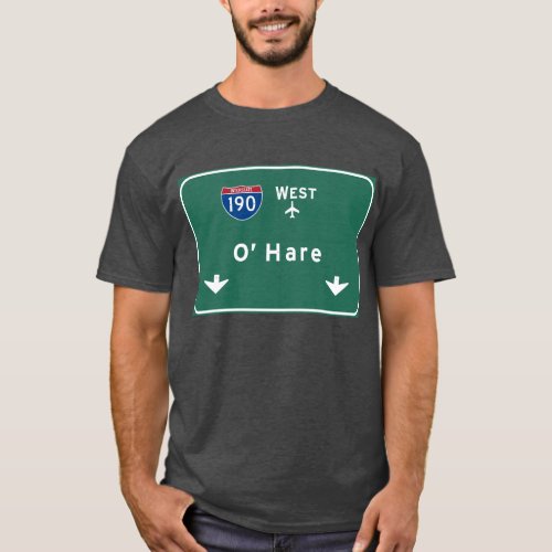 Chicago OHare Airport I_190 W Interstate Illinois T_Shirt