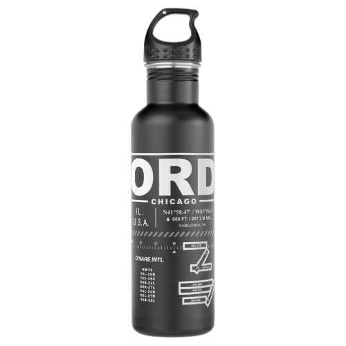 Chicago OHare International Airport ORD Stainless Steel Water Bottle