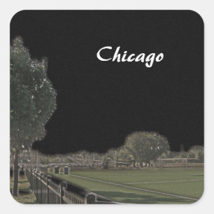 Chicago Park Blackened Skies Square Sticker