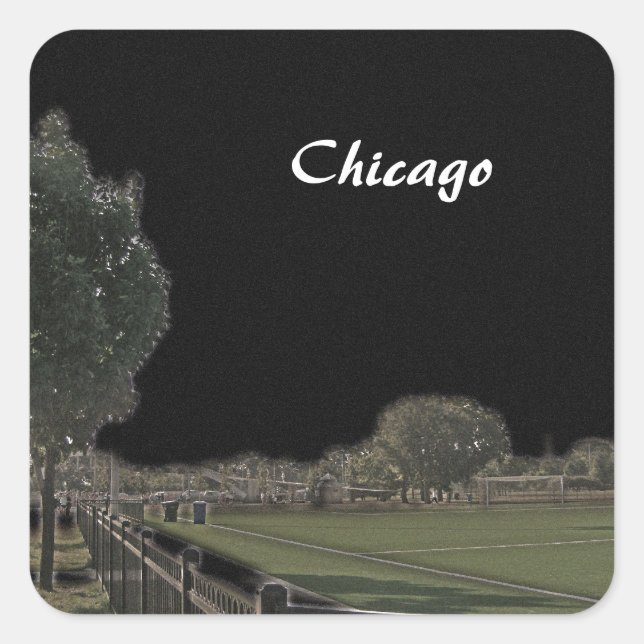 Chicago Park Blackened Skies Square Sticker (Front)