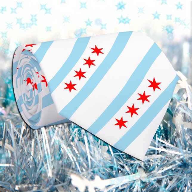 Chicago Patriotic Ties, Elegant Chicago Flag Neck Tie (Creator Uploaded)