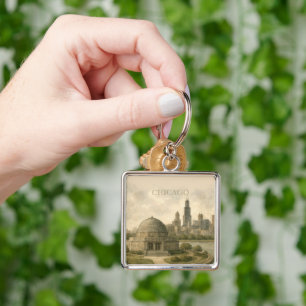 Chicago Planetarium Custom Watercolor Landmark Keychain