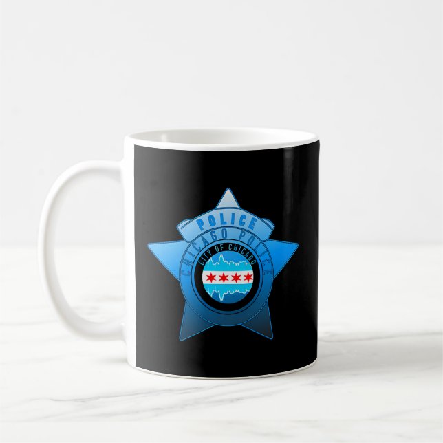 Chicago Police Cpd Chicago Flag And Police Badge Coffee Mug (Left)